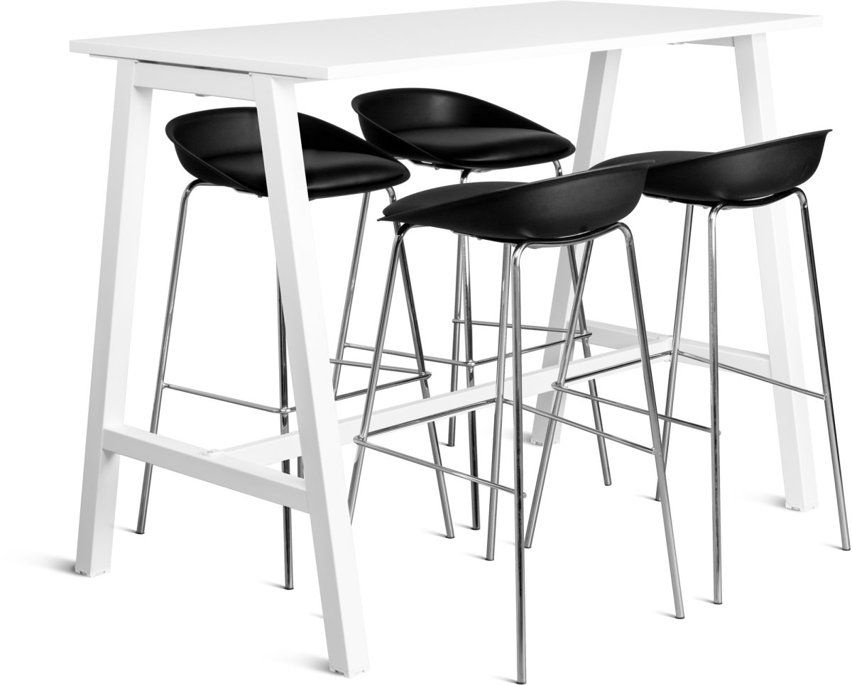 Talk Högbord, vit ram/vit laminat, 140x70 cm