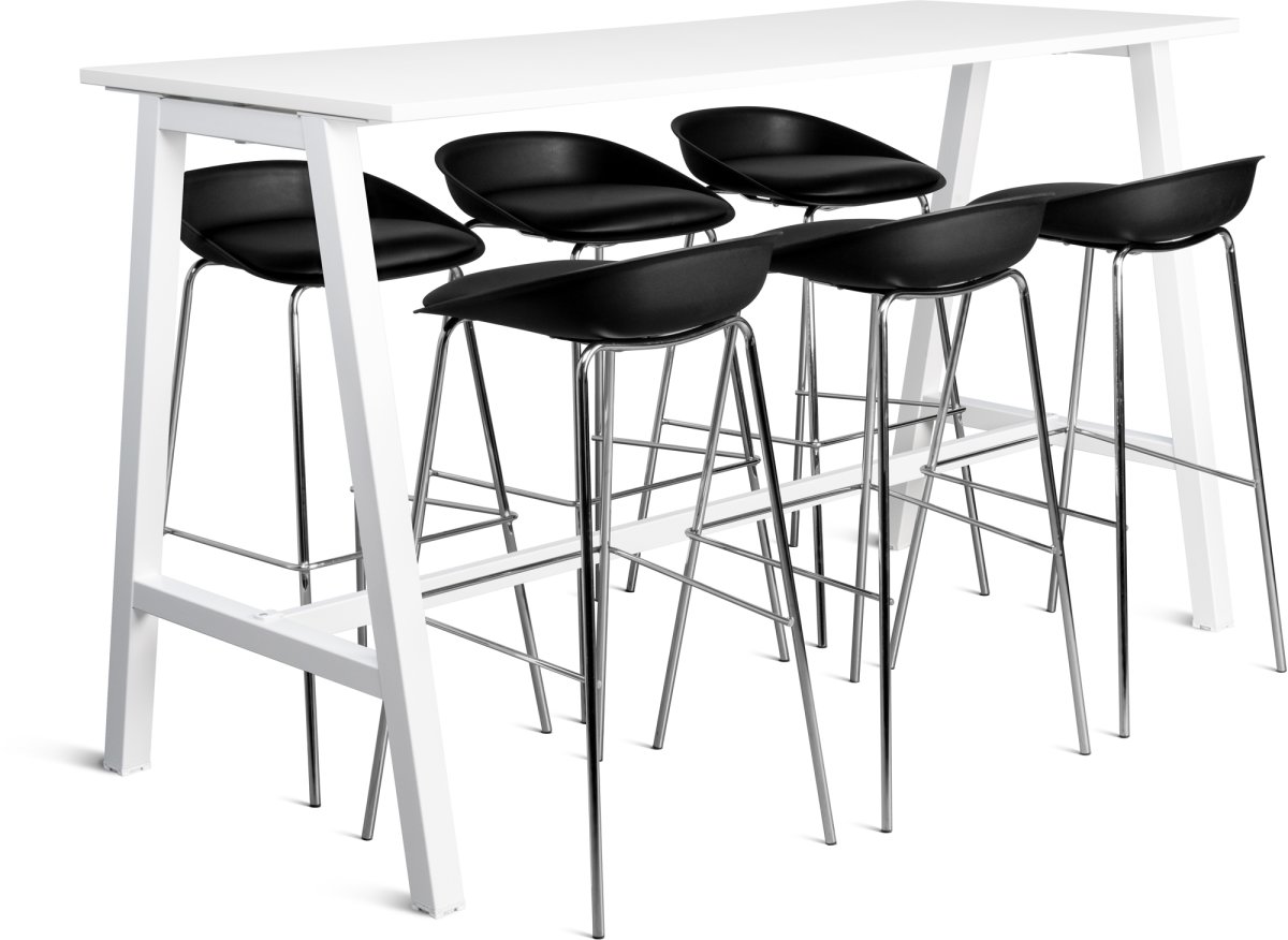 Talk Högbord, vit ram/vit laminat, 180x70 cm