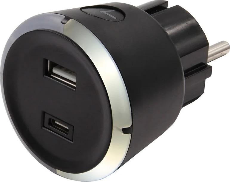 Capidi Säkerhetstimer USB A+C, svart