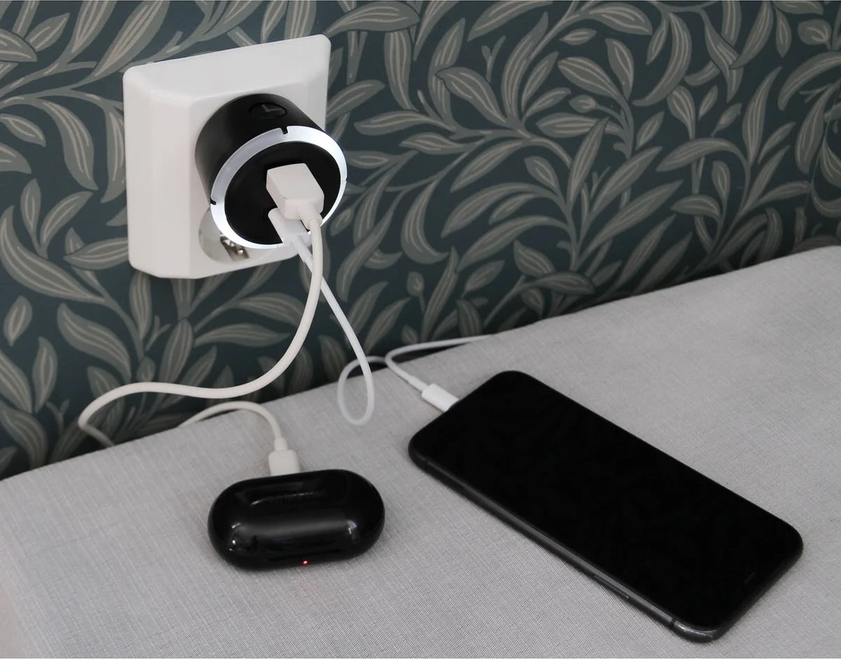 Capidi Säkerhetstimer USB A+C, svart