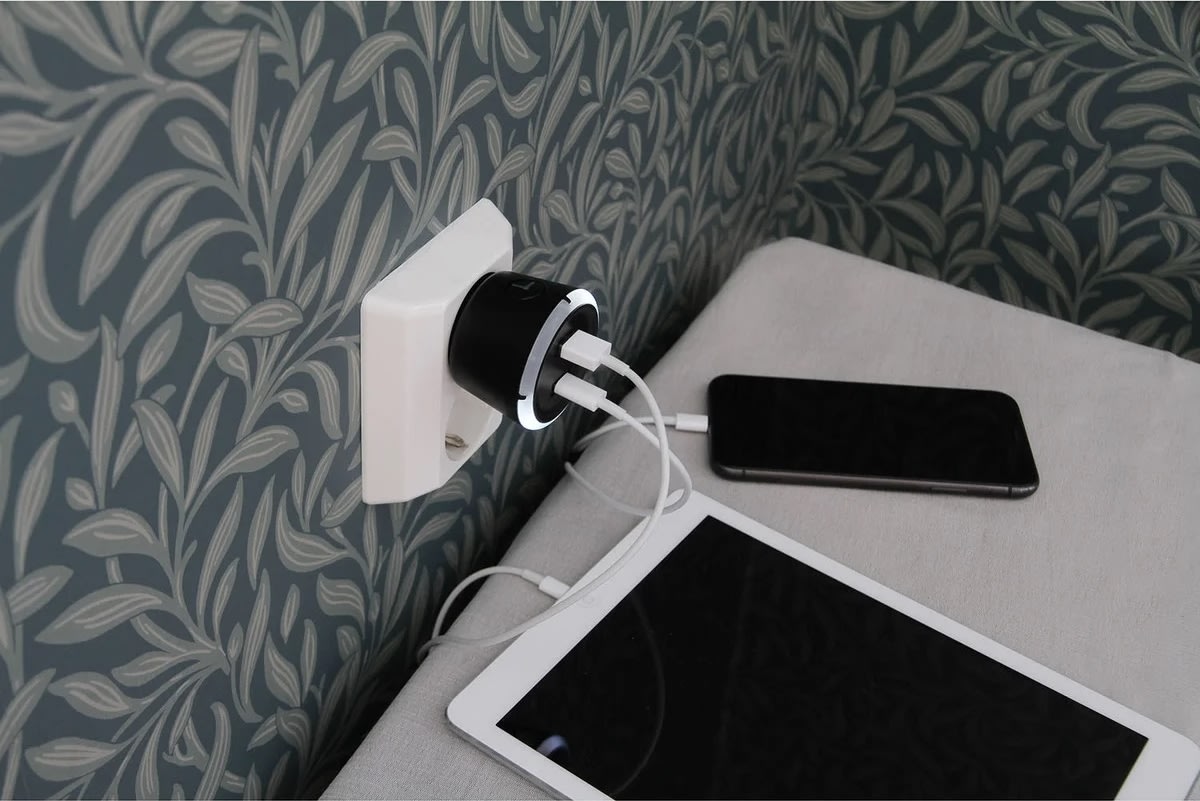 Capidi Säkerhetstimer USB A+C, svart