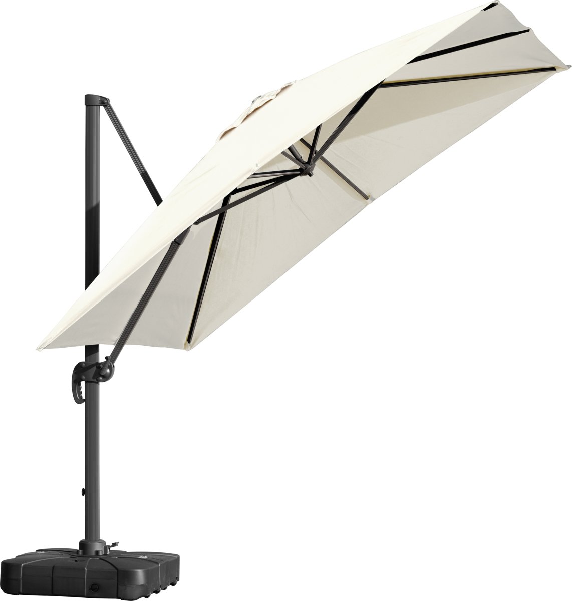 Hängparasoll 3x3m inkl. fot med hjul+skydd, beige