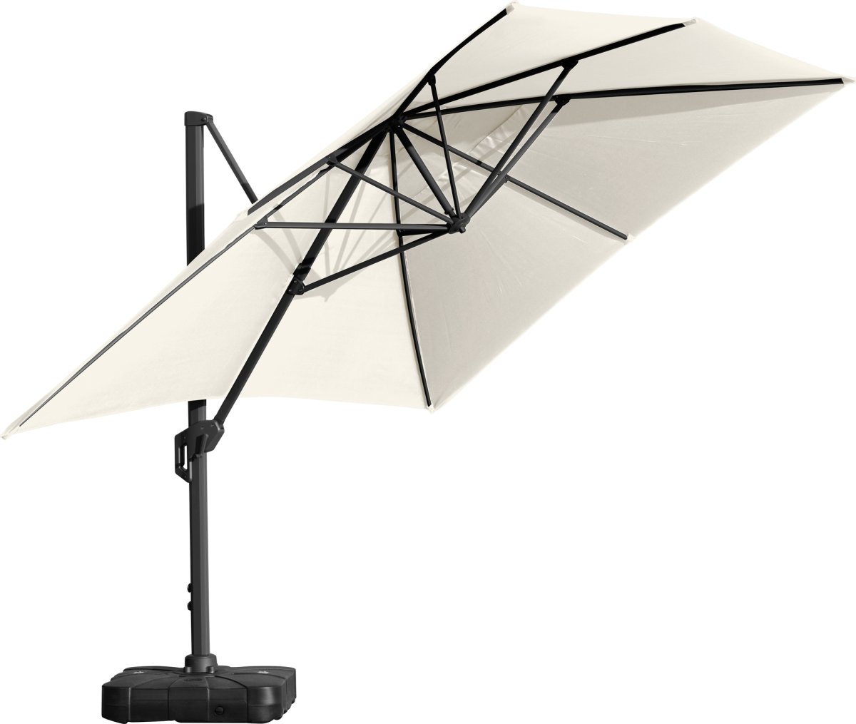 Hängparasoll 3x4m inkl. fot med hjul+skydd, beige