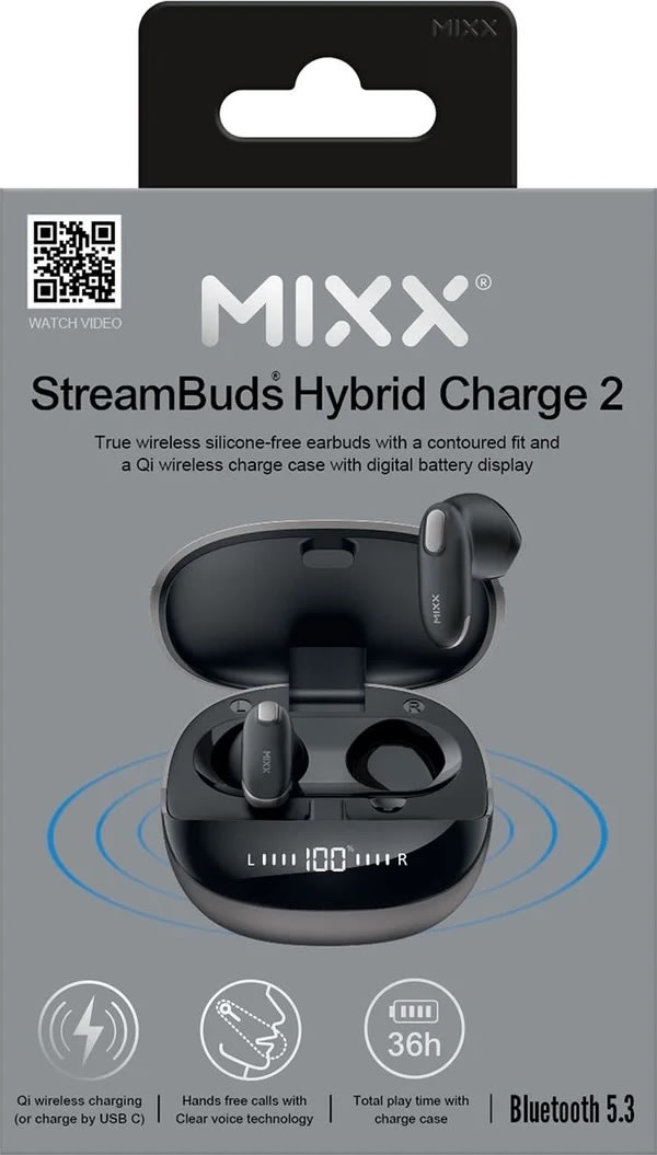 MIXX Earbud Hybrid Charge 2, in ear, svart