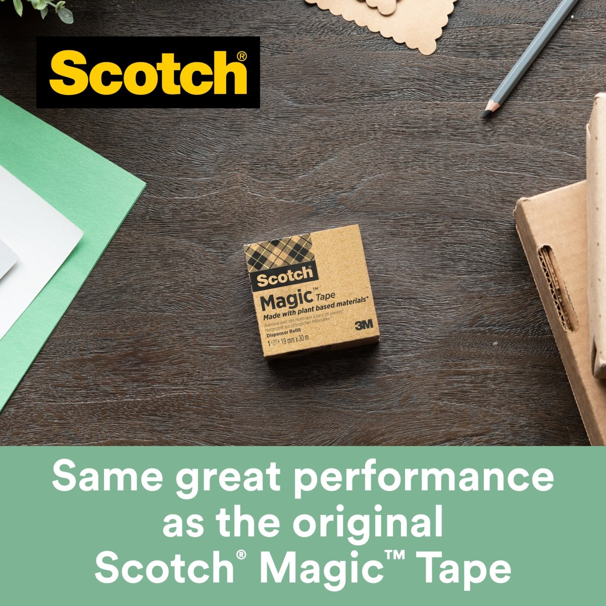 Scotch bordshållare svart + 3rl Magic Miljö Tejp