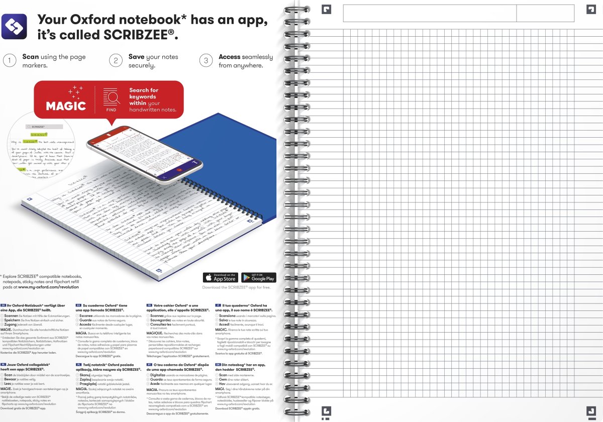 Oxford Smart Black Spiralbok A4, rutat