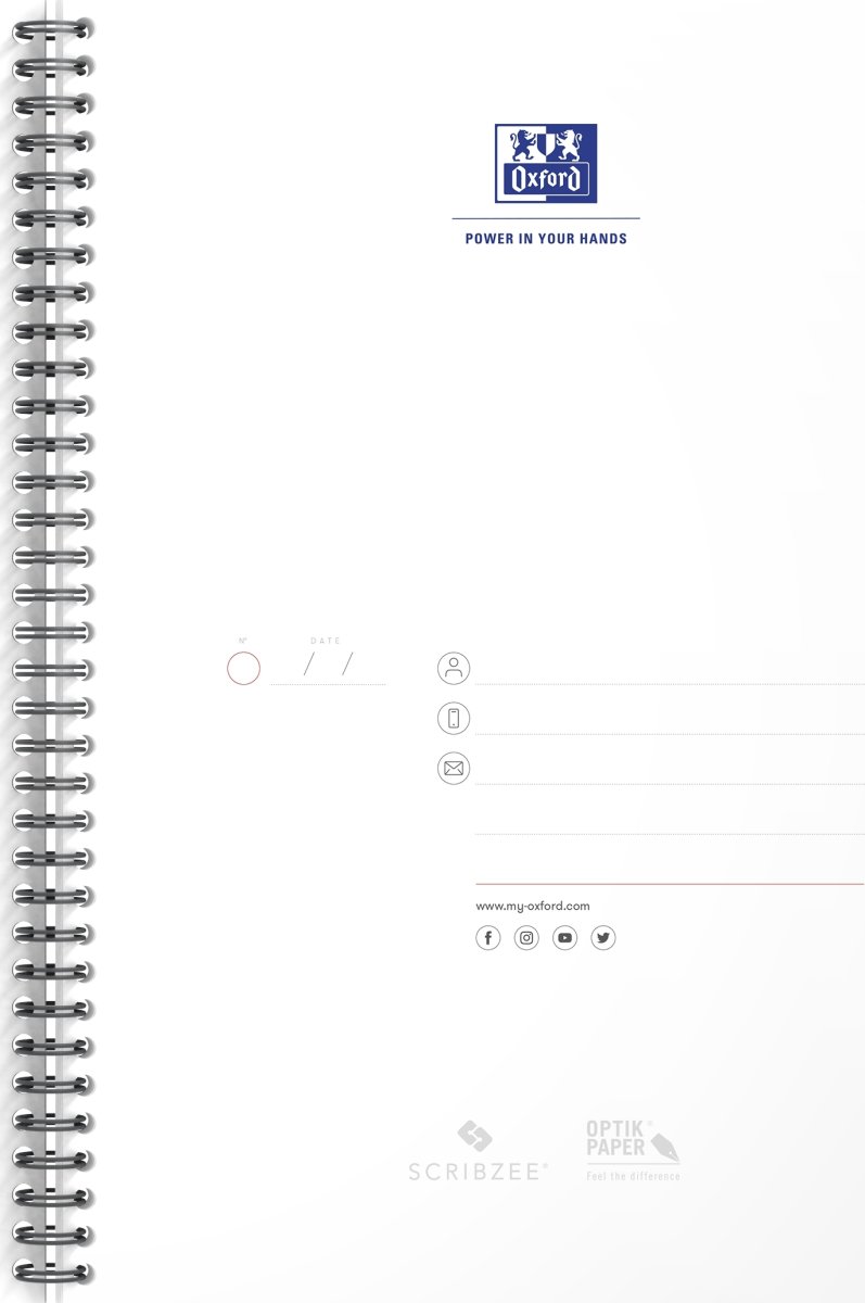 Oxford Smart Black Spiralbok A4, rutat