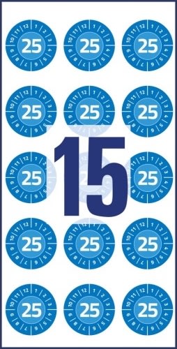 Avery Inspektionsdatumsetiketter 2025, blå, Ø20mm