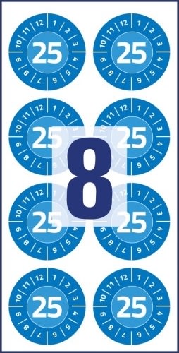 Avery Inspektionsdatumsetiketter 2025, blå, Ø30mm