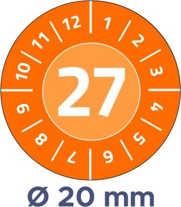 Avery Inspektionsdatumsetiketter 2027/orange/Ø20mm