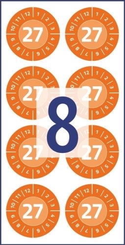 Avery Inspektionsdatumsetiketter 2027/orange/Ø30mm