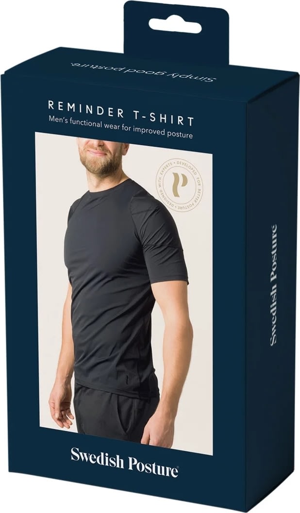 Swedish Posture T-shirt Posture för män, svart, L