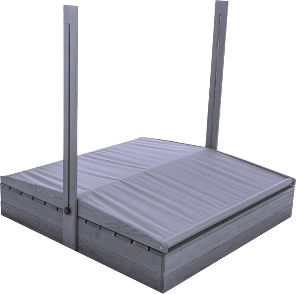 NORDIC PLAY Sandlåda m/bänk & tak, 120x120cm, grå