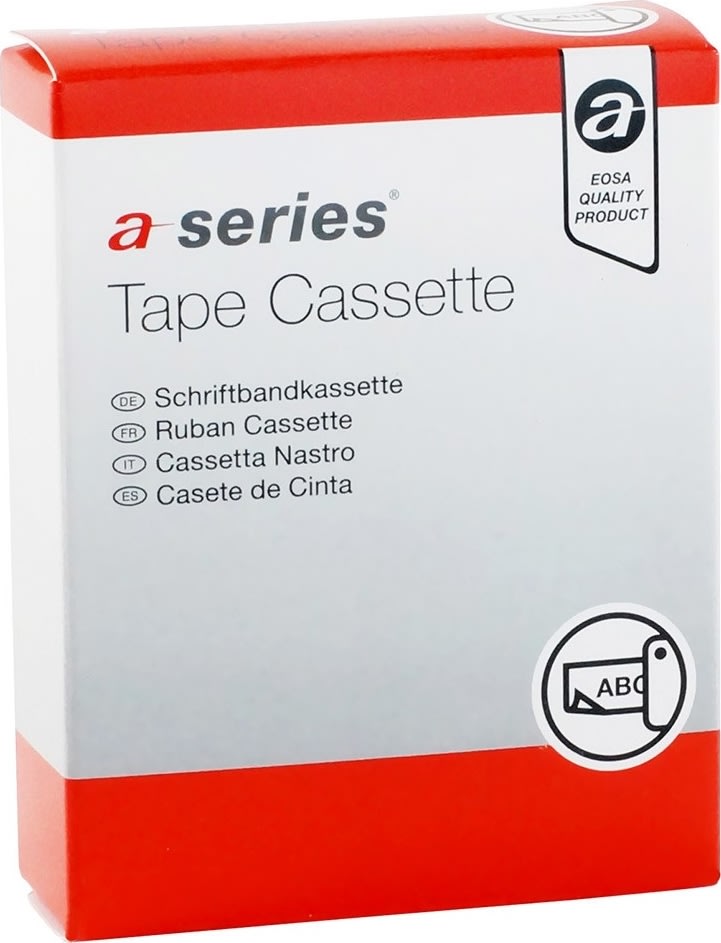 a-series etikettejp 18mm, svart på klar, TZc-141