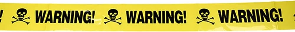 Avskärmningsband, "warning!", gul, 600cm