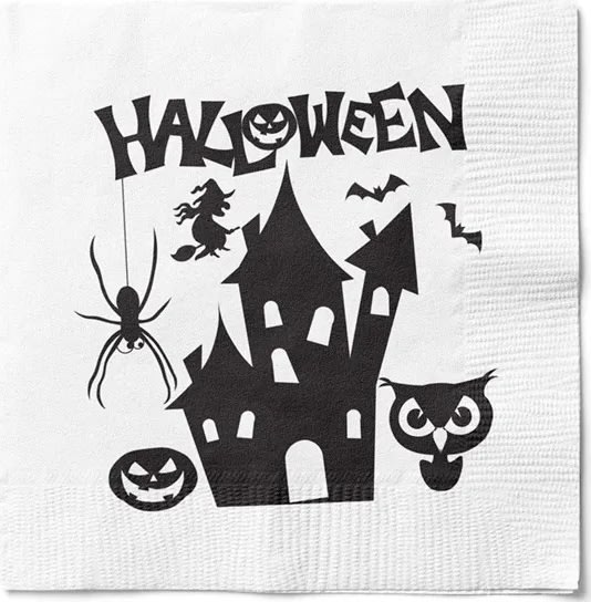 Halloween Servetter med Motiv, vit, 20 st.