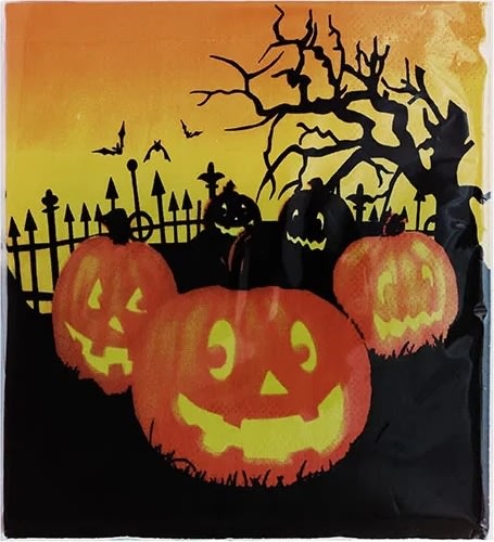 Halloween Servetter med kyrkogårdsmotiv, orange