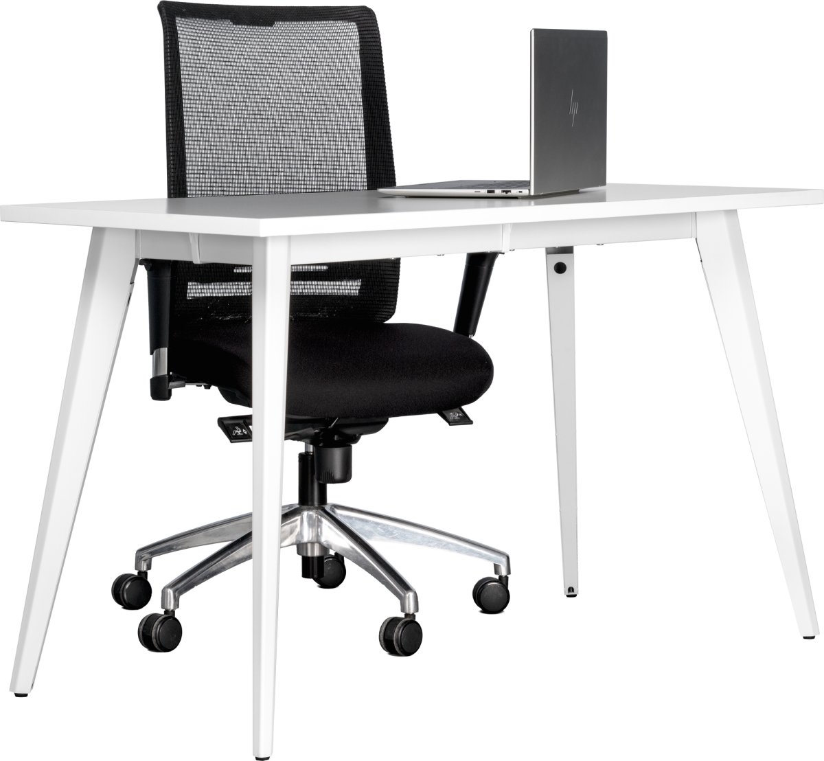 Enkel skrivbord, stålstativ/vit topp, 120x60 cm