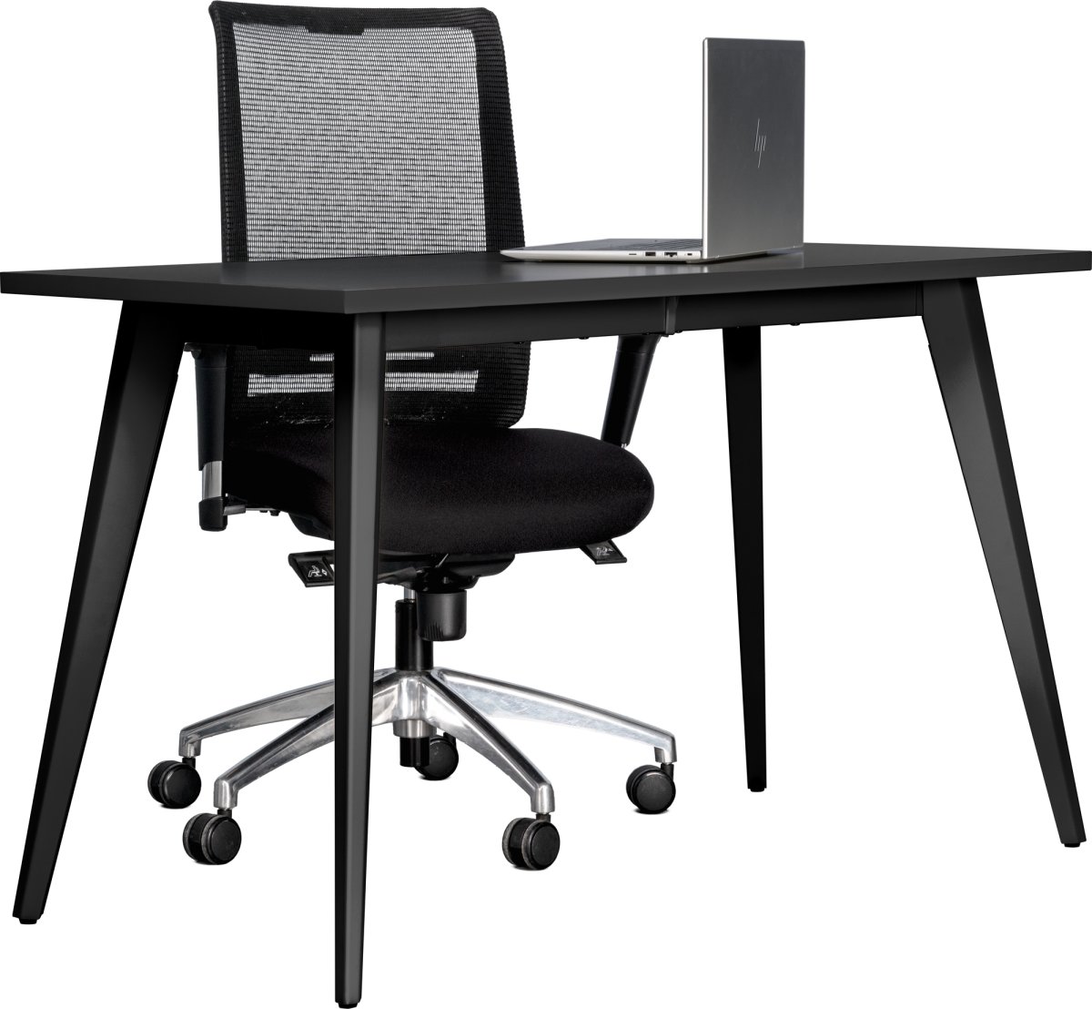 Enkel skrivbord, stålram/svart topp, 120x60 cm