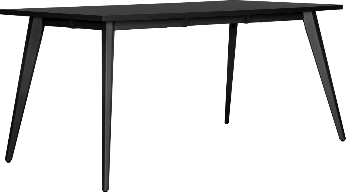 Enkel skrivbord, stålram/svart topp, 160x80 cm