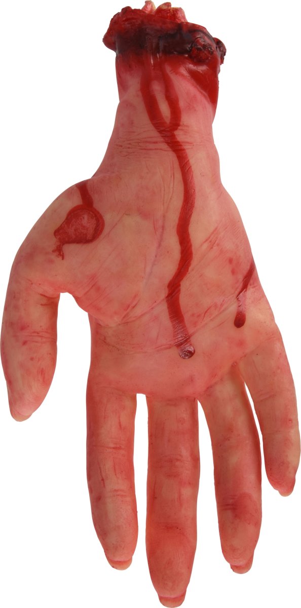 Avhuggen Halloweenhand, blodig, plast