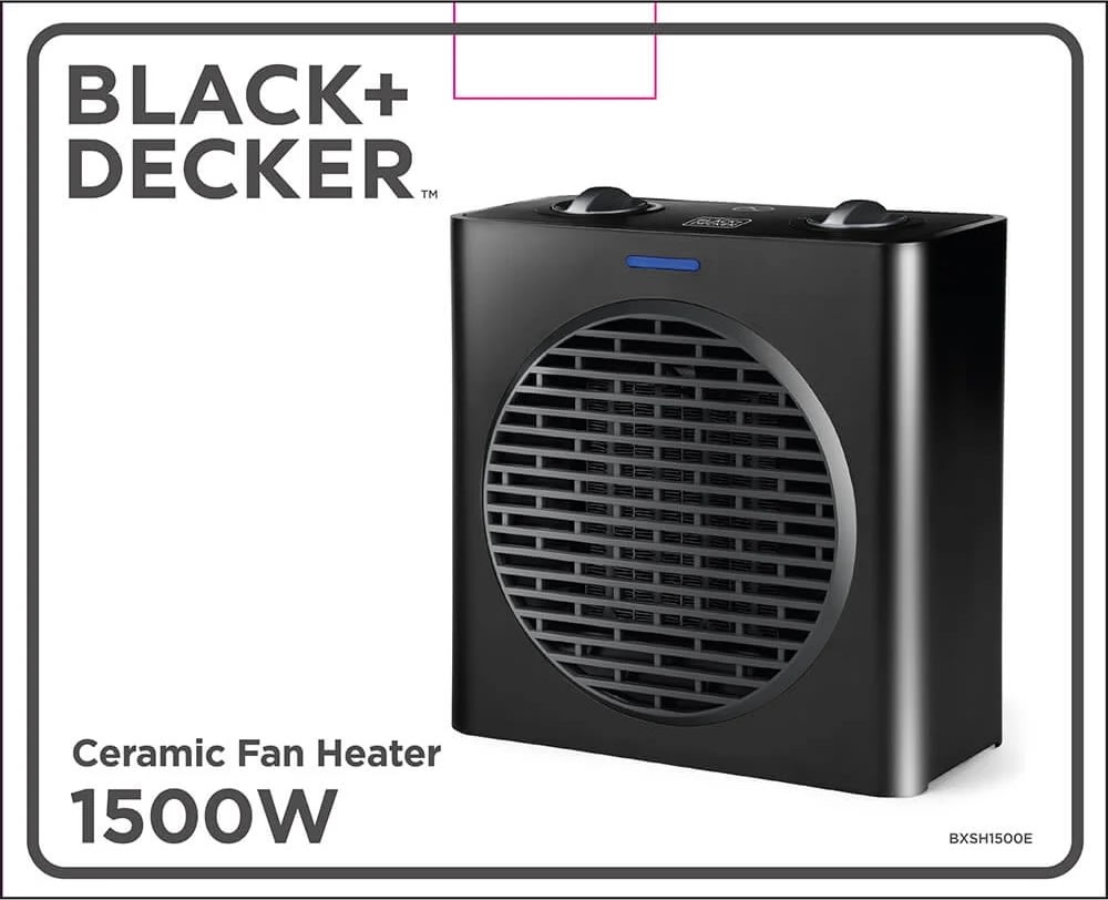 BLACK+DECKER Keramisk värmefläkt 1500W, svart