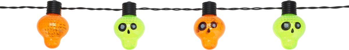LED Ljusslinga med Skelettskallar, 1,2 m