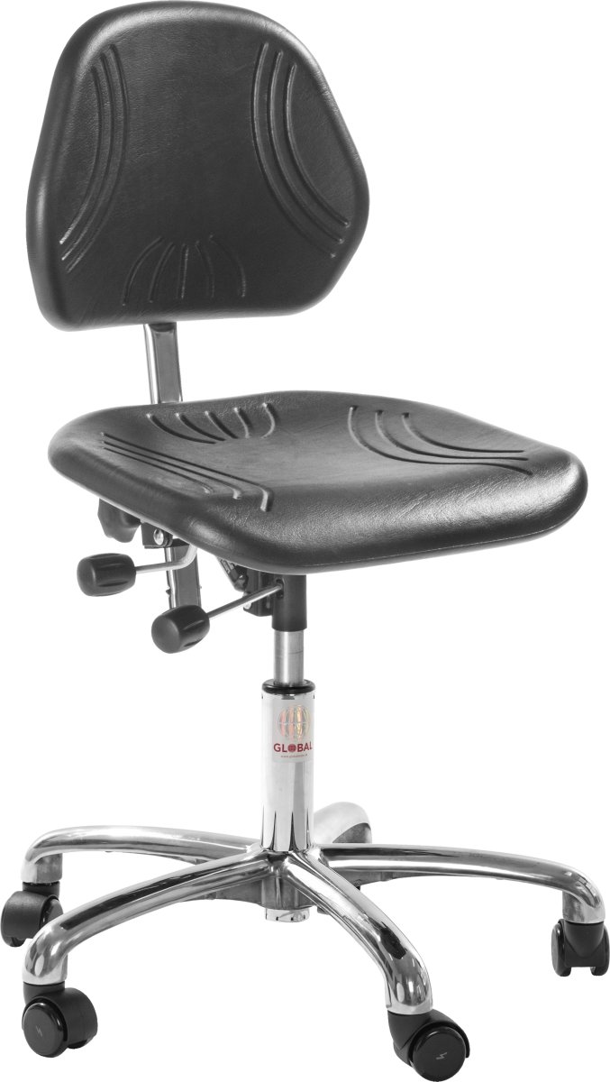 Comfort arbetsstol, svart, ESD PU, 46-59 cm