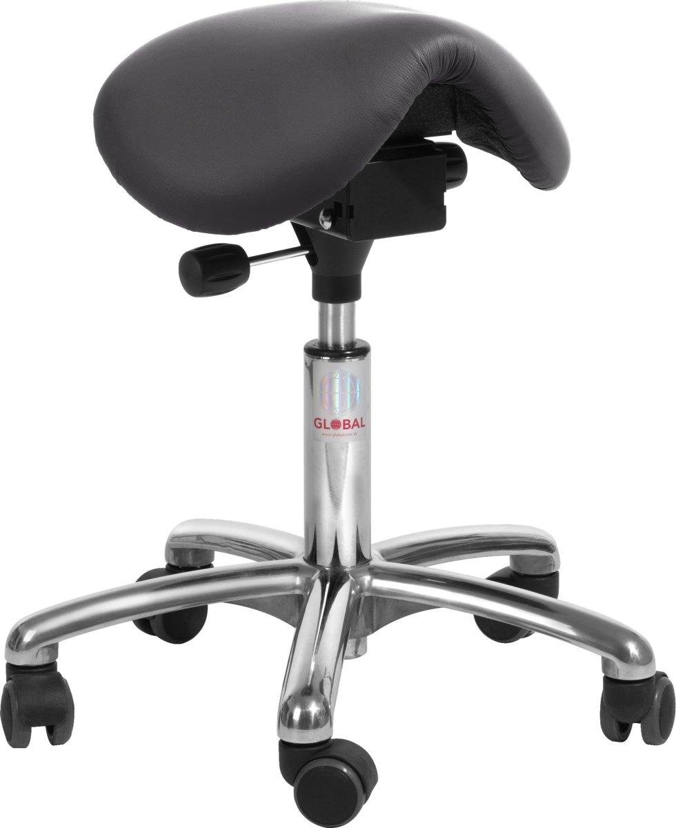 Mini Sadelstol, Svart, konstläder, 51-64 cm, Alu