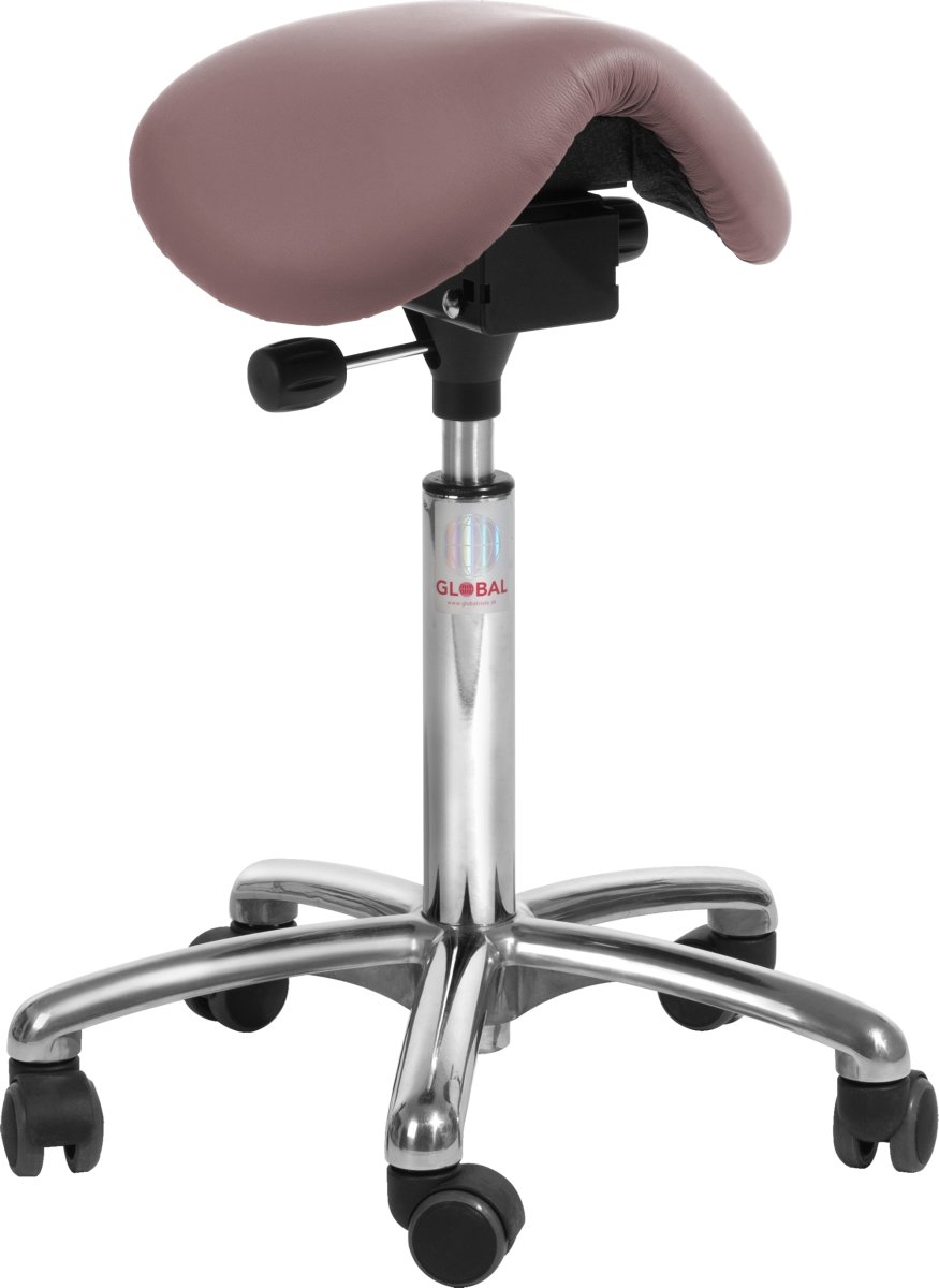 Mini Sadelstol, Rosa, Konstläder, 60-79 cm, Alu
