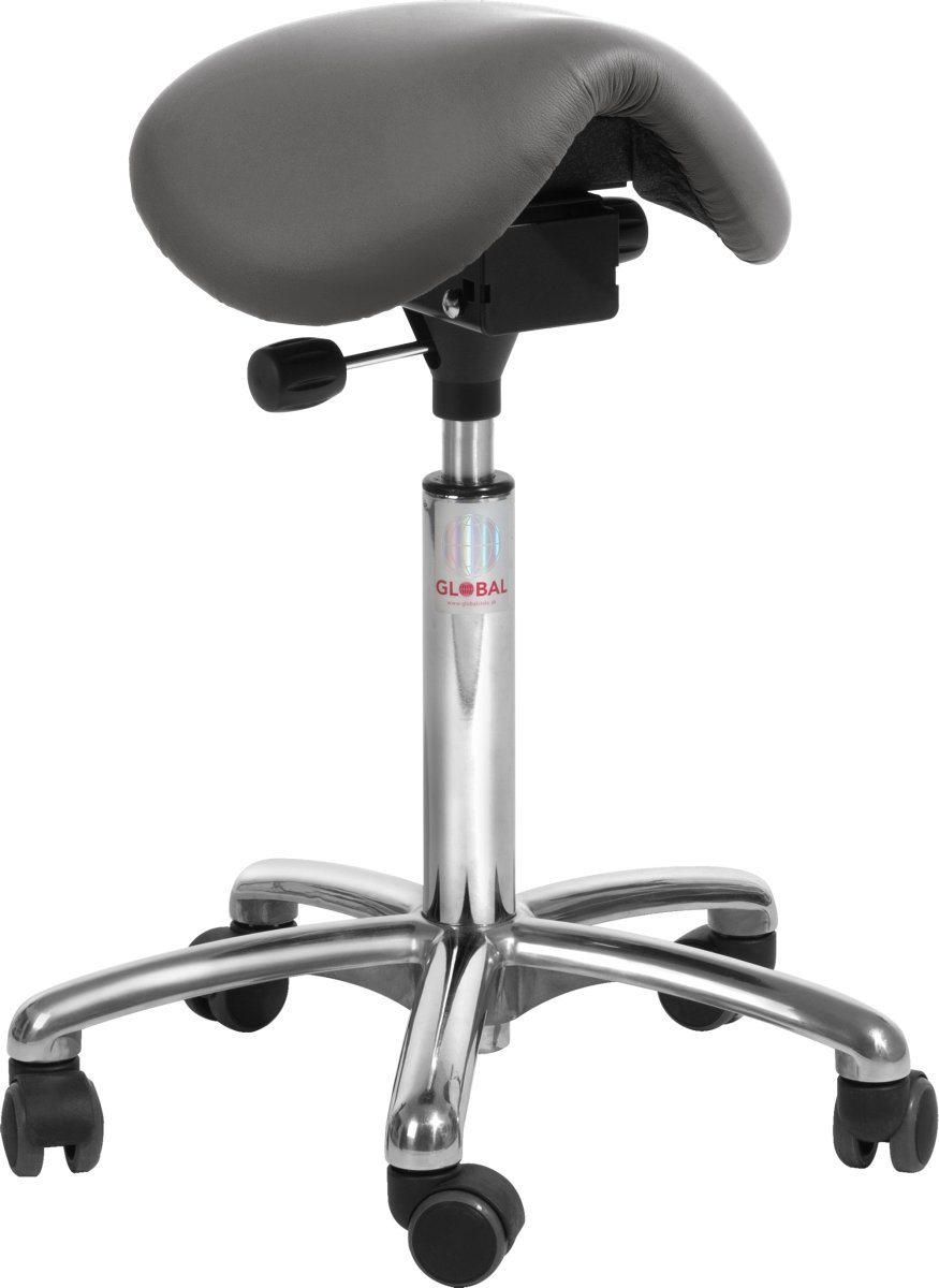 Mini Sadelstol, Mörkgrå, Konstläder, 60-79 cm, Alu