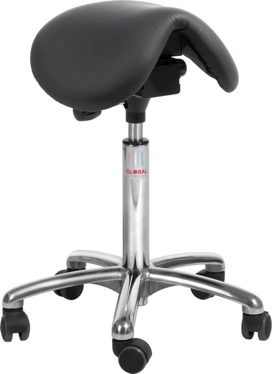 Dalton sadelstol, Svart, konstläder, 60-79 cm, Alu