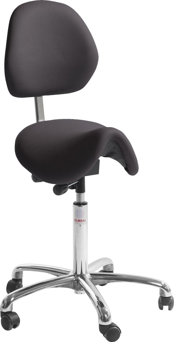 Dalton Sadelstol, Svart, PU-läder/60-79cm/Ryggstöd