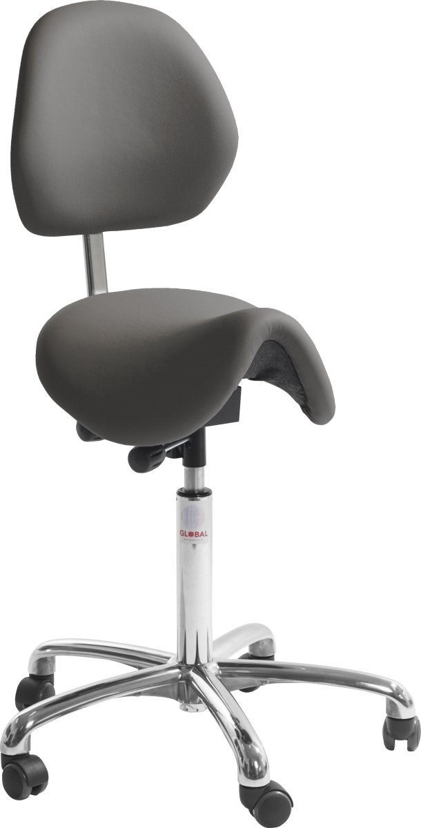 Dalton Sadelstol/Mörkgrå/PU-läder/60-79cm/Ryggstöd