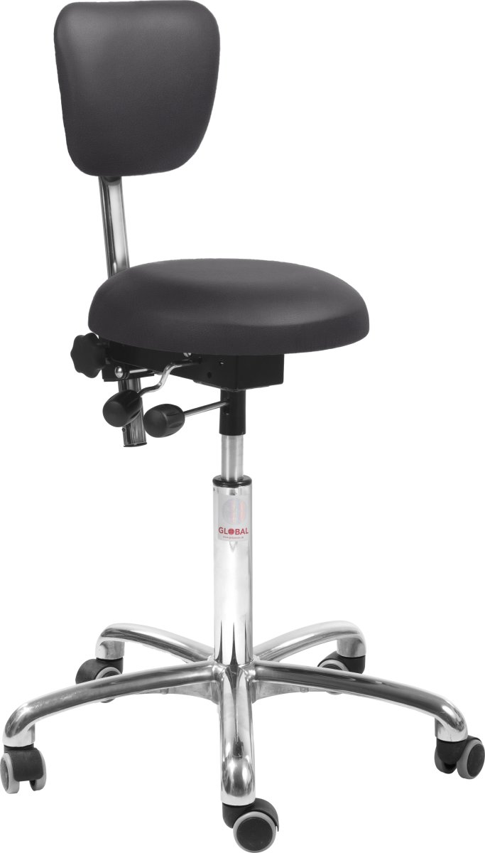 PAS Klinikstol, Svart, Konstläder/60-79cm/Ryggstöd