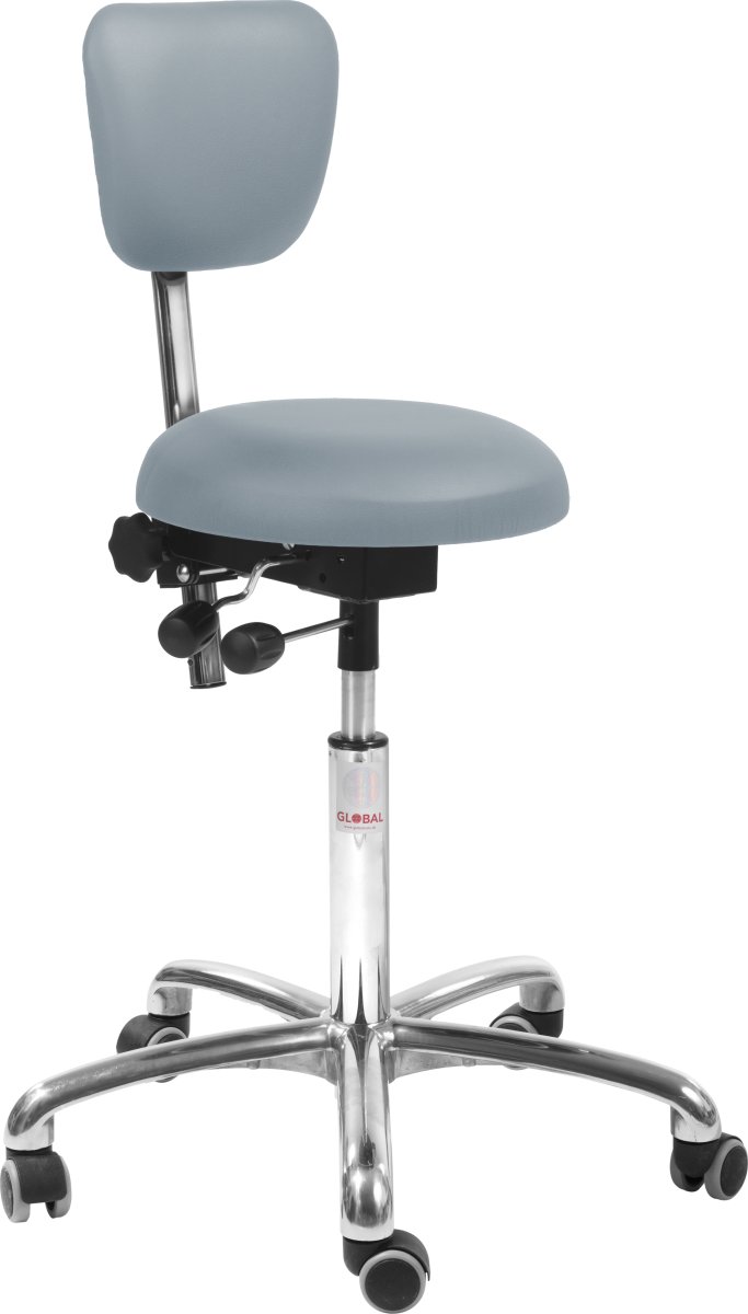PAS Klinikstol, Ljusblå, PU-läder/60-79cm,Ryggstöd