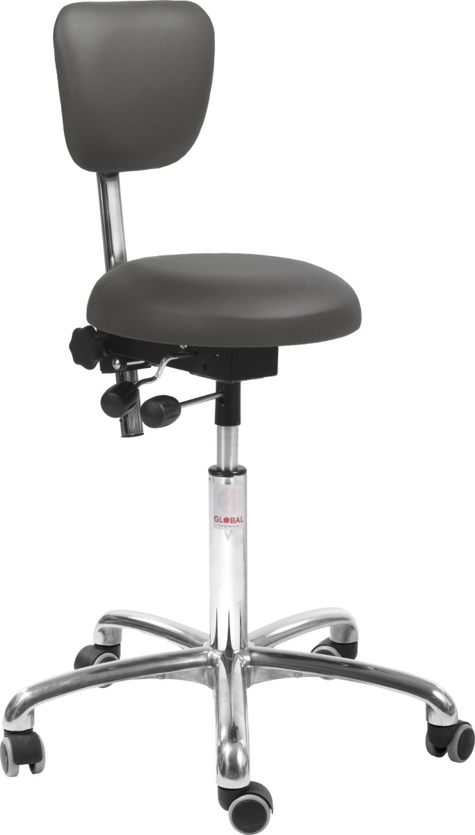 PAS Klinikstol, Mörkgrå, PU-läder/60-79cm Ryggstöd