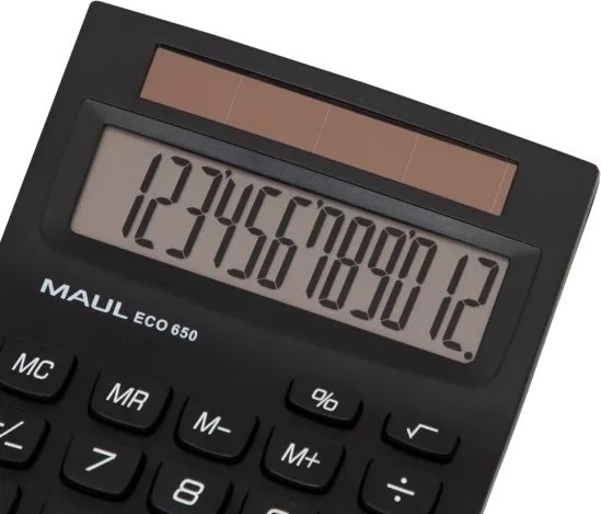 Maul Eco miniräknare, solceller, 12 siffror, svart