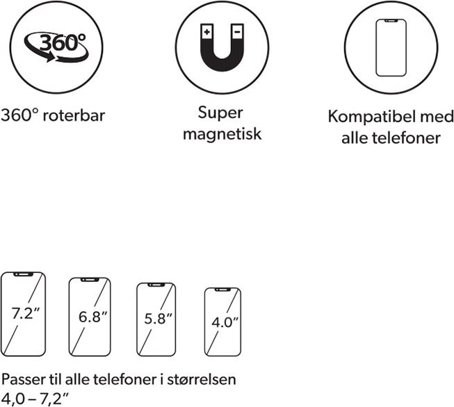 Avant magnetmobilhållare för luftmunstycke, svart