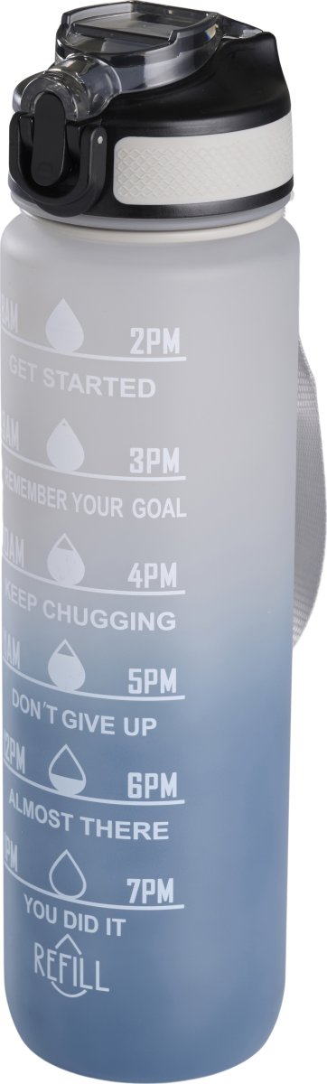 Day motivations vattenflaska, 900 ml, blå/grå