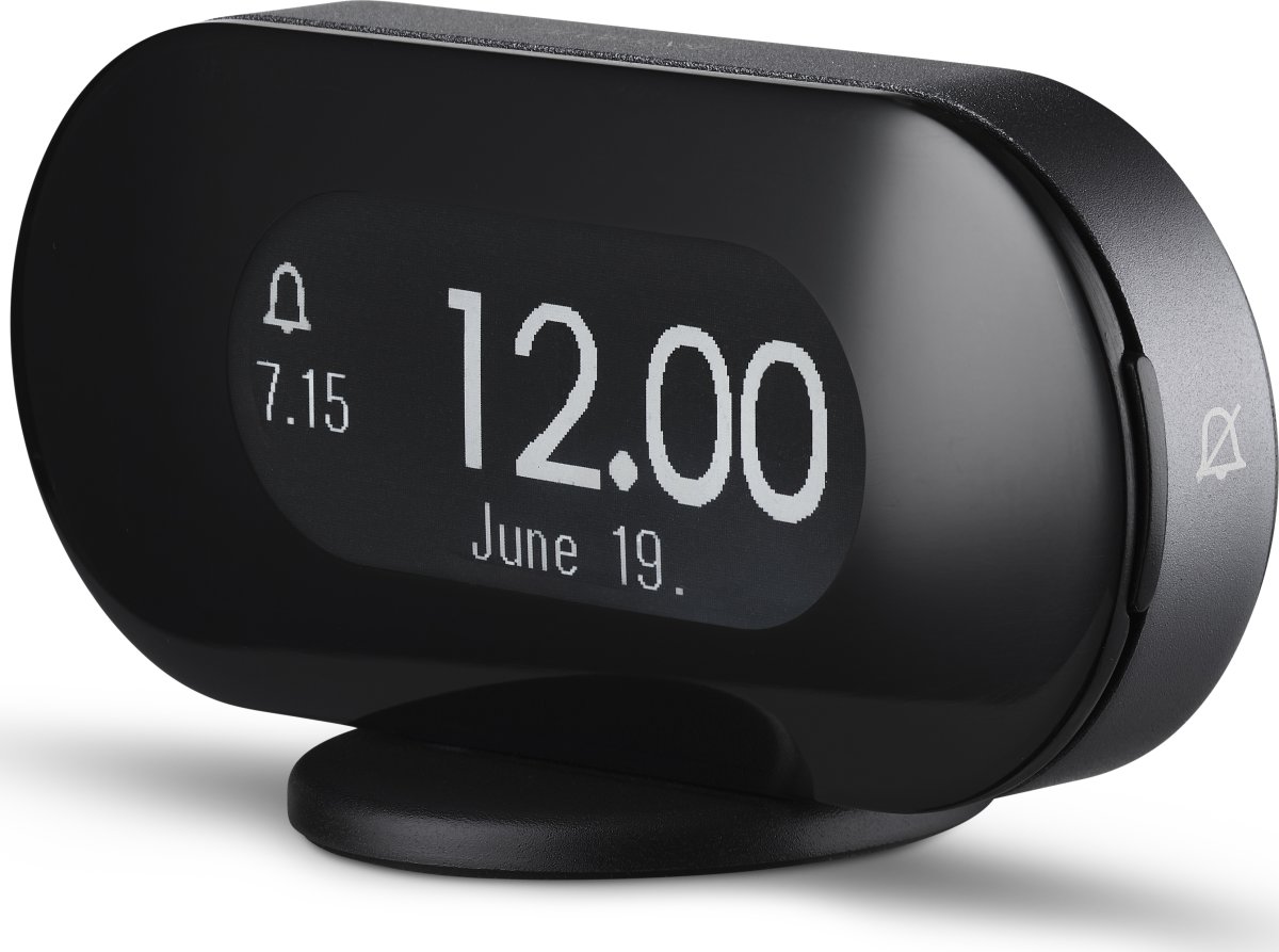 Jacob Jensen väckarklocka, 11,5 x2,3x5,5cm, svart