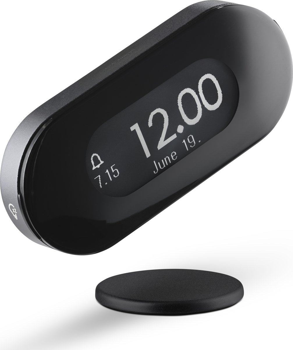 Jacob Jensen väckarklocka, 11,5 x2,3x5,5cm, svart