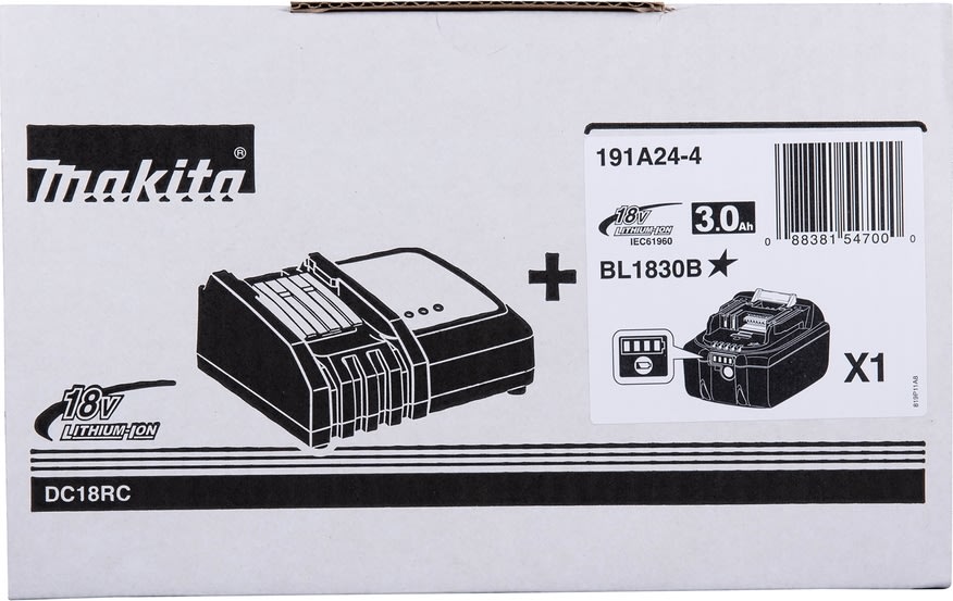 Makita batteripaket 1 X BL1830B + 1 X DC18RC