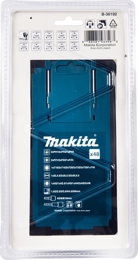 Makita Borr-/bitsats med 48 delar