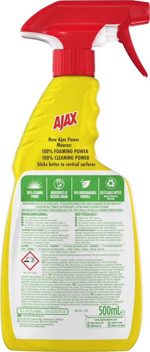 Ajax Spray | Power Mousse | Anti Limescale | 500ml