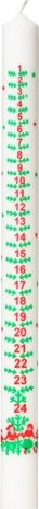 ASP-Holmblad Kalenderljus, 3x39cm, vit m/tryck