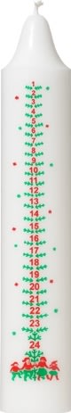 ASP-Holmblad Kalenderljus, 5x27,5cm, vit m/tryck
