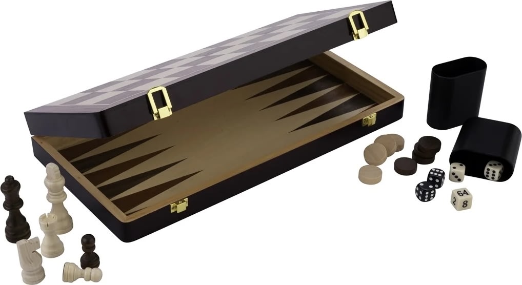 Brädspel Schack/Backgammon 30x30 cm, Hopfällbart