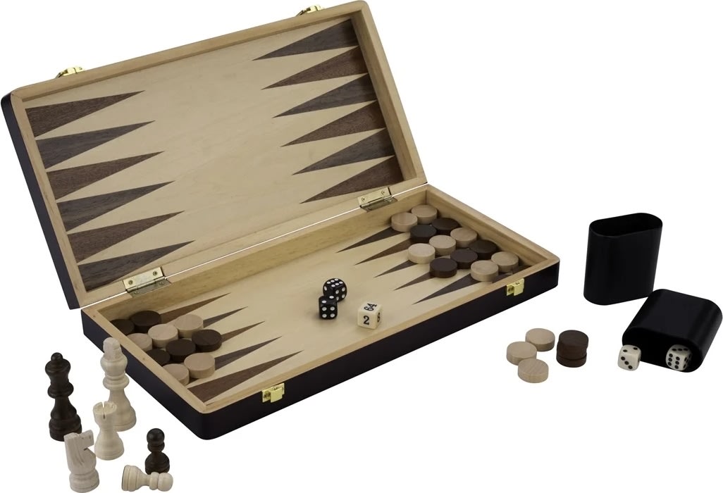 Brädspel Schack/Backgammon 38,5x38,5cm/Hopfällbart