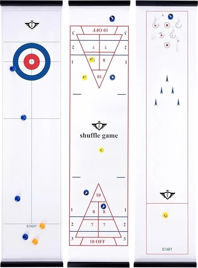 3-i-1 spelbox - Curling, Shuffle, Bowling
